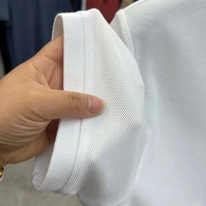 High end 100% cotton short sleeve T-shirt men's lapel top 2024 summer new designer brand embroidery fashion casual polo shirt