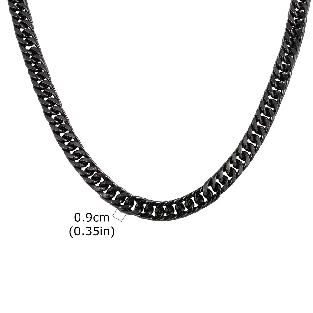 3/5/7/9mm Thick Cuban Chain Necklaces for Men Women,Simple Miami Curb Links Collar,Waterproof Stainless Steel Unisex Chain