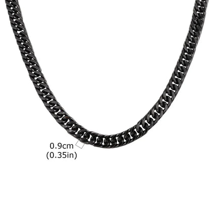 3/5/7/9mm Thick Cuban Chain Necklaces for Men Women,Simple Miami Curb Links Collar,Waterproof Stainless Steel Unisex Chain