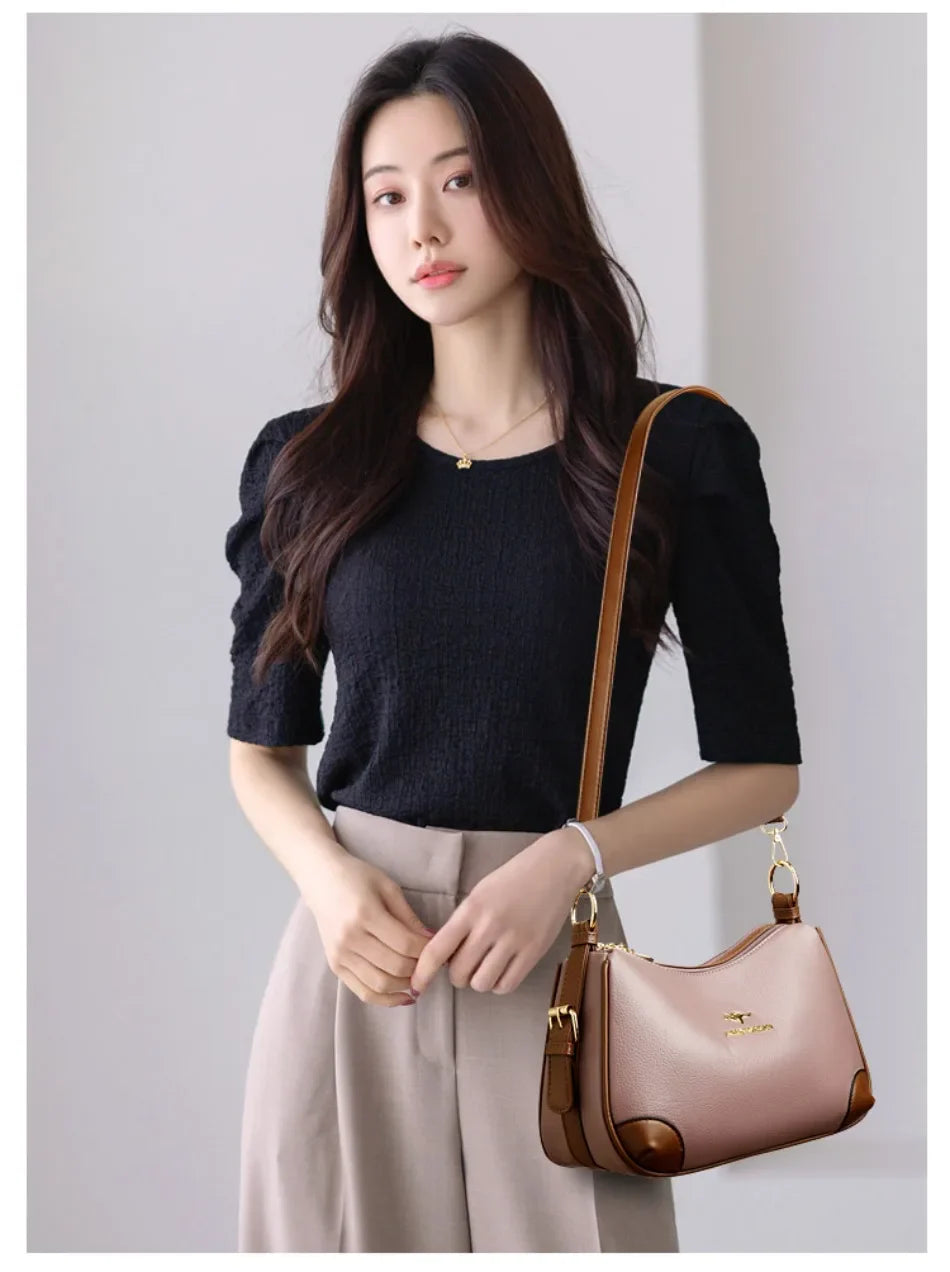 Genuine 3 Layers High Quality Soft Leather Ladies Crossbody Bags for Women Luxury Handbags Women Bags Designer  Shoulder 2024