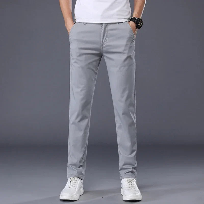 7 Colors Summer Thin Men's Casual Pants Stretch Cotton Slim Fashion Business Trousers High Quality Male Clothes