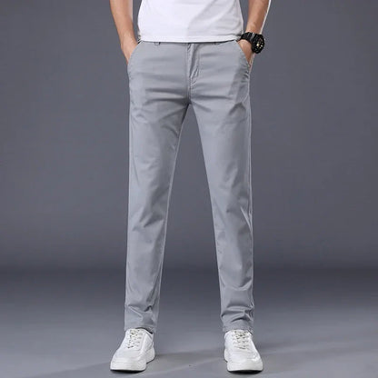 7 Colors Summer Thin Men's Casual Pants Stretch Cotton Slim Fashion Business Trousers High Quality Male Clothes