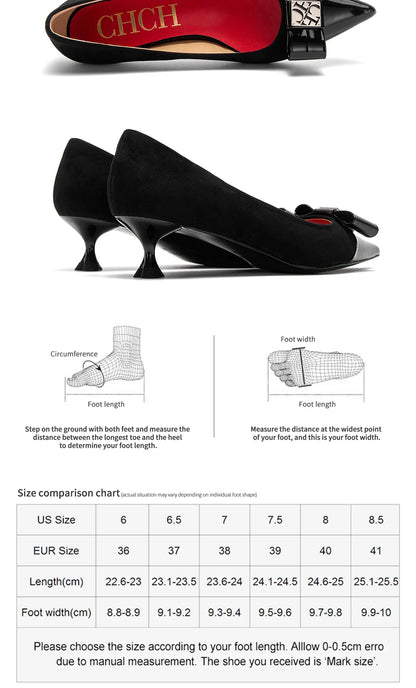 High-Heeled Shoes Elegant Fashion Female Commuting Low Heeled Shoes British Style Patchwork Design Lady Pointed Shoes