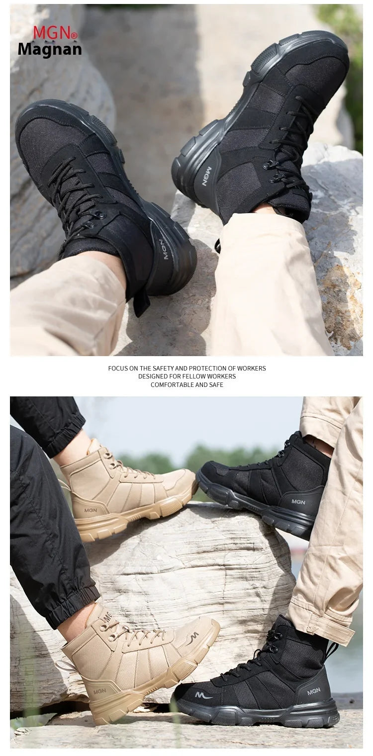 Camouflage Safety Boots Men and Women Work Indestructible Shoes Climbing Steel Toe Protective Boots Anti-puncture Safety Shoes