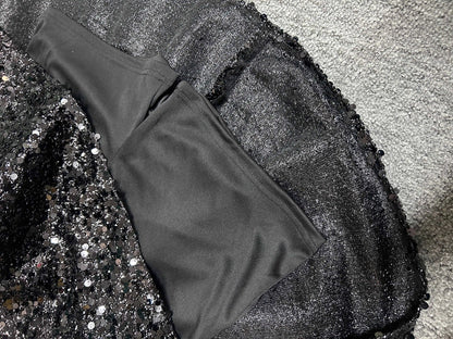 Sexy Shoulder Backless Sequin A-line Mini Dress for Women - Elegant Glitter Party Outfit for Graduation Cocktail Night Club