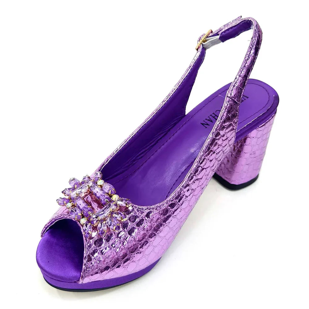 Fashion Italian Shoe and Bag Set Designer Women 2024 African Ladies Shoes and Bags Decorated with Rhinestone Wedding Women Pumps