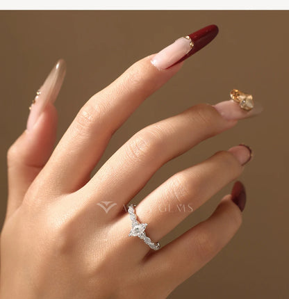 Luxury 0.5CT Marquis Moissanite Ring For Women 100% 925 Sterling Silver Rings Promise Engagement Wedding Band Jewelry