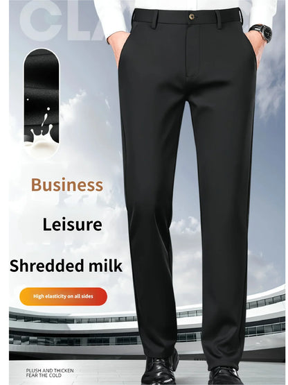 Men's Casual Stretch Dress Pants Slim Fit Straight Business Trousers