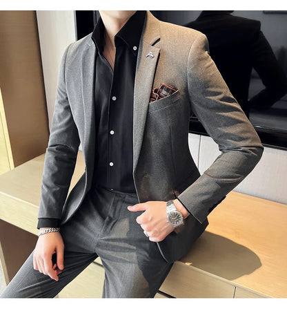 Terno Masculino Casual de Escritório Noivo Casamento Blazer Calça Social