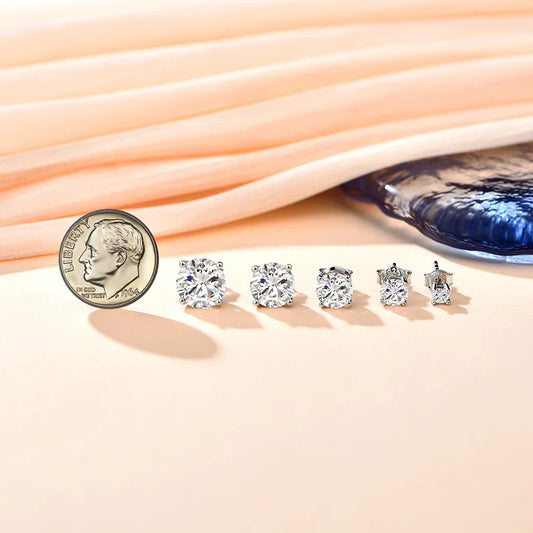 Carat 8.0mm D Color Moissanite Stud Earrings For Women Top Quality 100% 925 Sterling Silver Sparkling Wedding Jewelry