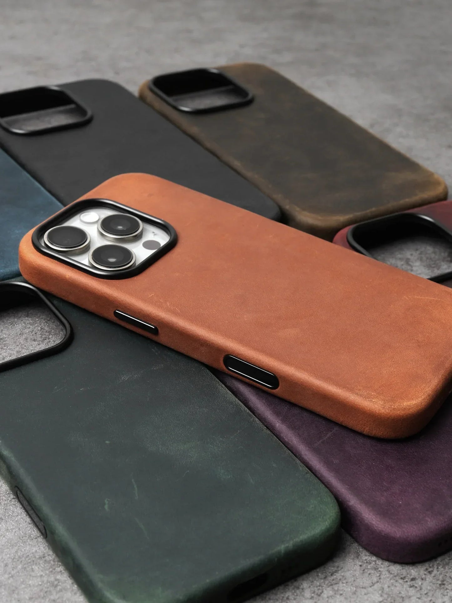 Genuine Leather Case for iPhone 17 16 15 Pro Max Magnetic PULL-UP Cowhide Phone Cover