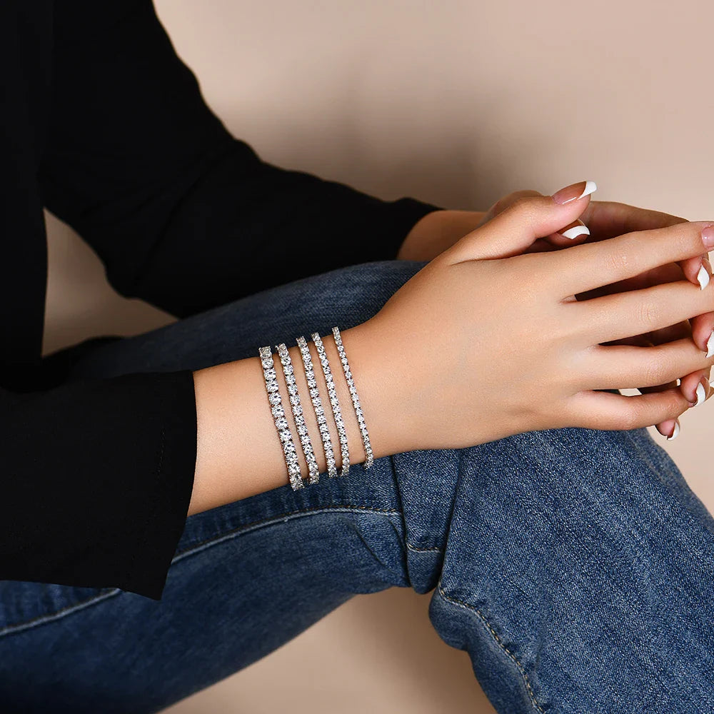 D Color Round Cut 5.0 4.0mm Moissanite Tennis Bracelet for Women Man Real 925 Sterling Silver Pass Diamond Tester Gift