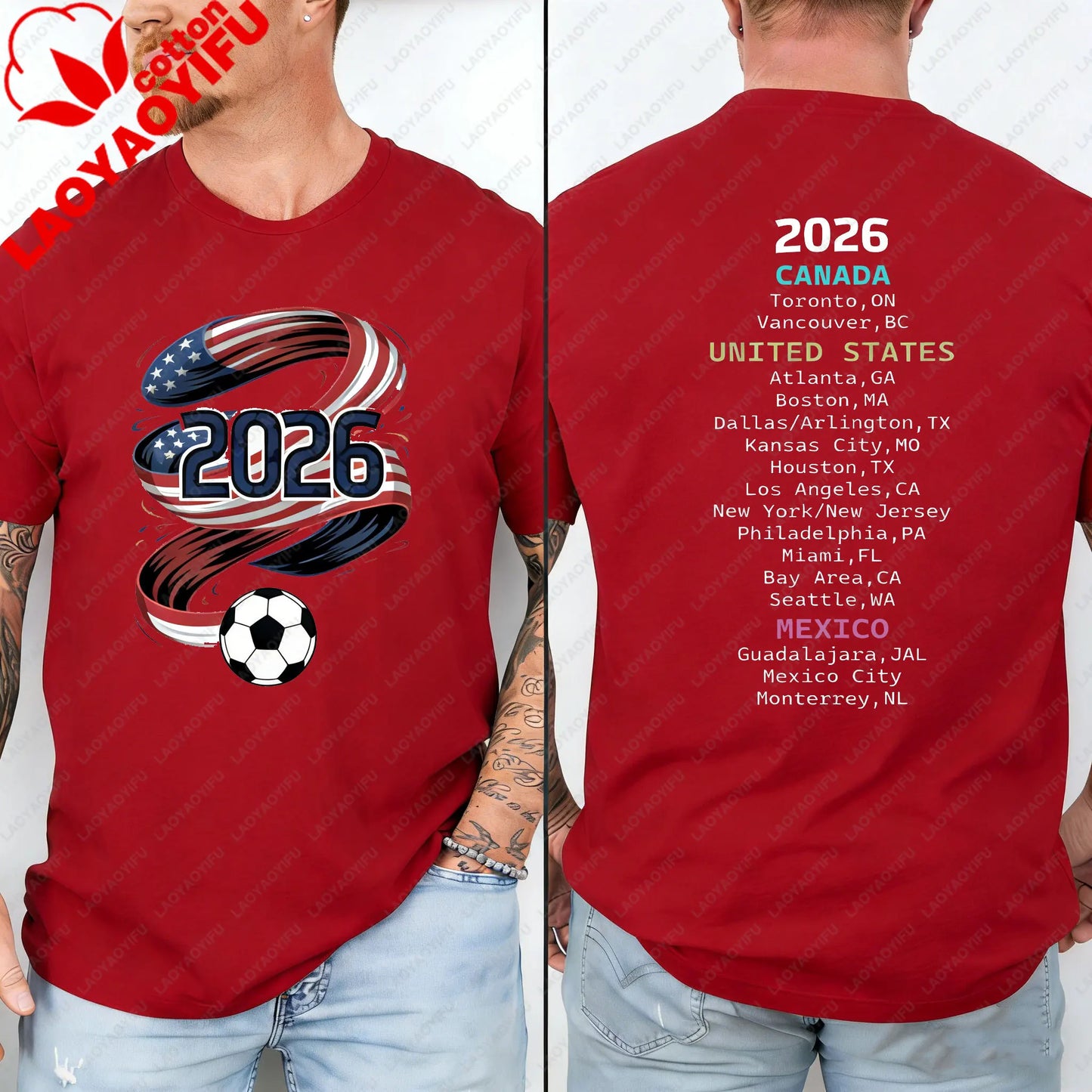 2026 Soccer Part Supplies T-shirts North America Soccer T-Shirt Host Cities List Soccer Fan Gift Shirt Apparel Graphic T Shirts