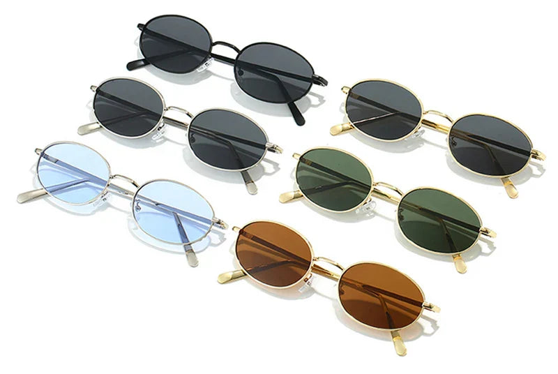 Retro Small Oval Metal Frame Women Sunglasses UV400 Men Punk Sun Glasses