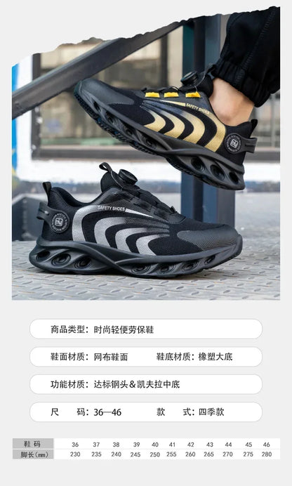 New Safetys Shoe Rotating Button Work Shoes Men Anti-smash Anti-puncture Shoes Fashion Men Sport Shoes Security Protective Boots