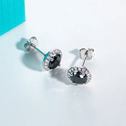1ct Black Moissanite Classic Earring 925 Sterling Silver 18K Plated Stud Earrings for Woman Fine Jewelry Wholesale