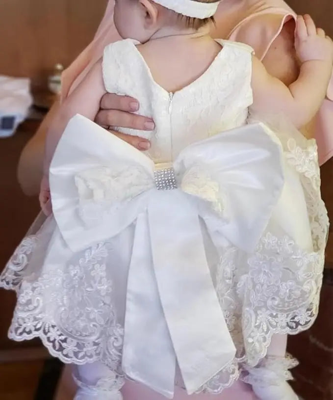 Girls White Baptism Dress Bridesmaid Dresses For Wedding Prom Gown Big Bow Girls Elegant Dresses Red Puffy Christmas Dress