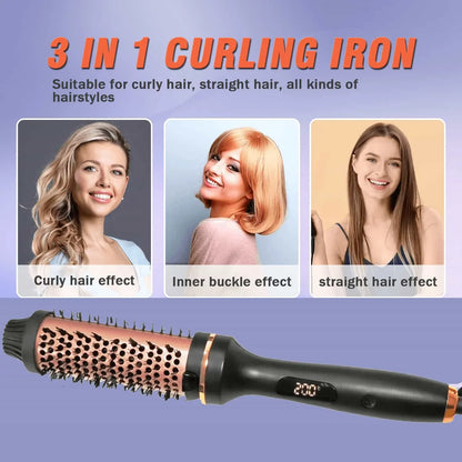 Thermal Brush Styling Comb Electric Fast Heating Anti Scald 3 in 1 Straightener Heated Brush Professional Hair Styling Brush