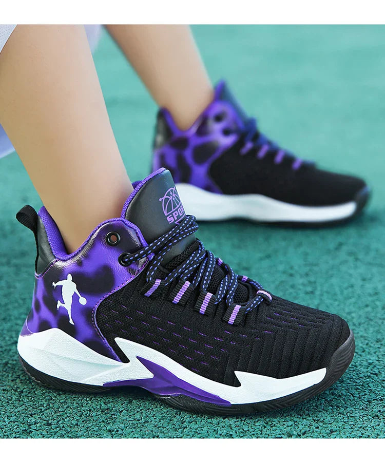 A pair of children's four-season high-top mesh basketball shoes, wear-resistant and comfortable sneakers, size 30-40，CT-685