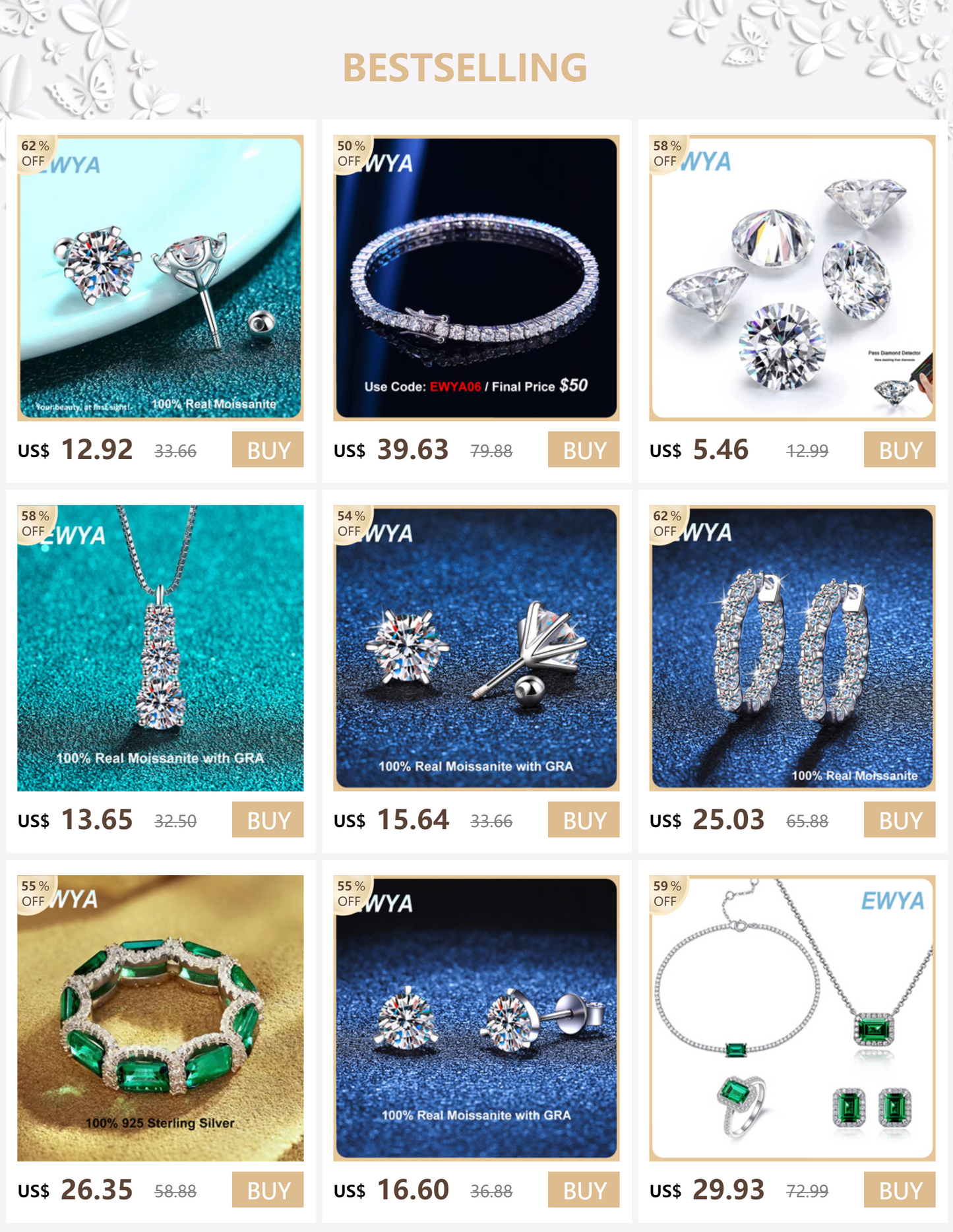 New In 1-2cttw D Color Moissanite Hoop Earrings for Women S925 Silver Party Small Ear Buckle Wedding Earring Wholesale