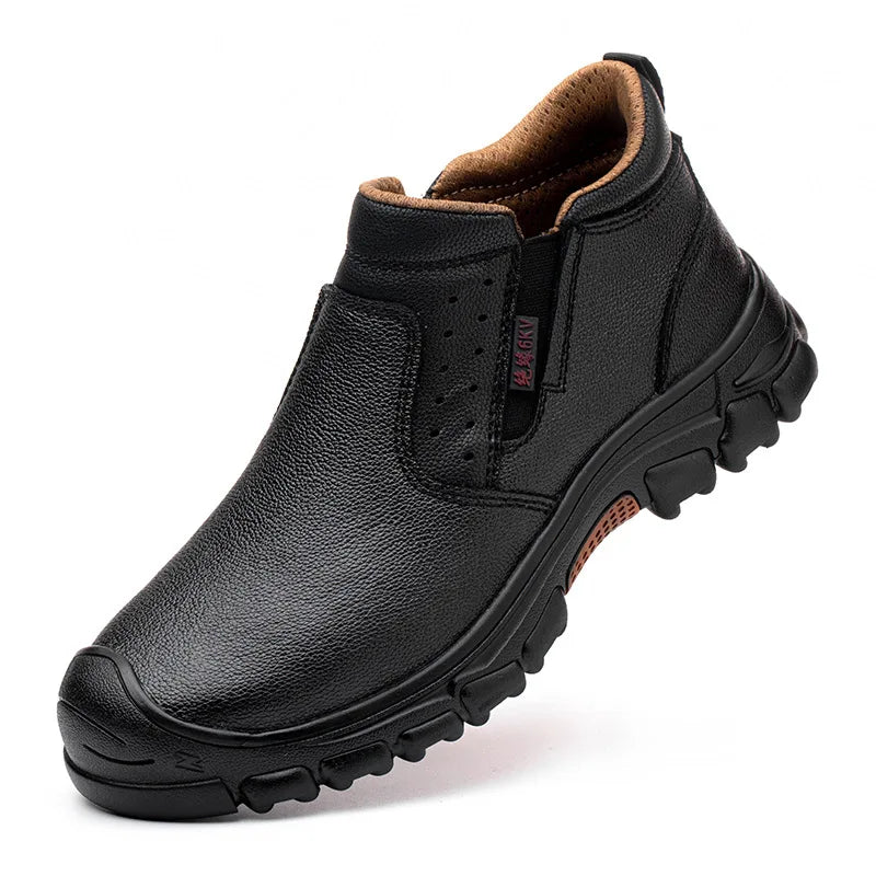 Anti Smashing Plastic Steel Toe Insulated Shoes, Breathable Suede Leather, All Season Anti Scalding Welding Shoes