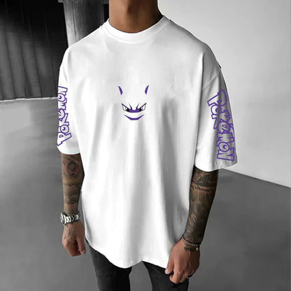 Japanese Anime Peripheral Umbreon Short Sleeve T-Shirt Summer Men's Fashion Breathable Sports Top