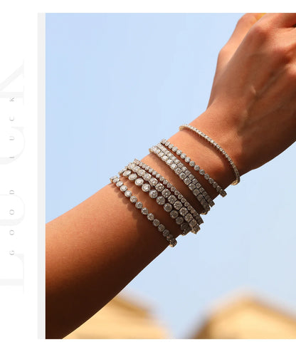 D VVS1 Moissanite Tennis Bracelet 925 Sterling Silver Single Row Classic with Box Bracelets for Women Man Fine Jewelry