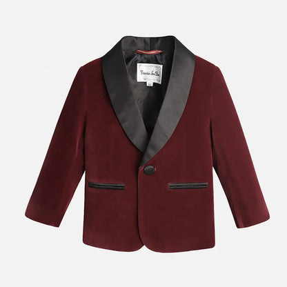 Boys Velvet Blazer Jacket Pants Bowtie 3PCS Photograph Suit Kids 1Year Birthday Dress Children Wedding Performance Evening Set