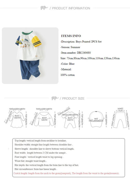 Boys Summer Suit Children Printed Short Sleeve T-shirt Shorts Two-Piece Set Casual Tops Pants Clothing Set DB2260680