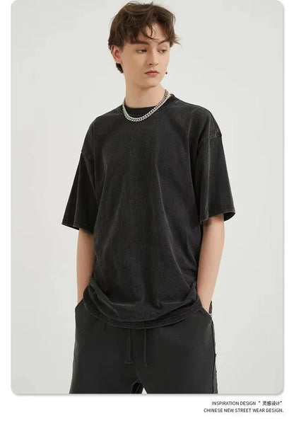 Vintage Washed T-shirt Man Women Short Sleeve Tee Streetwear Loose Casual Tops Summer Y2k 2026 Oversized
