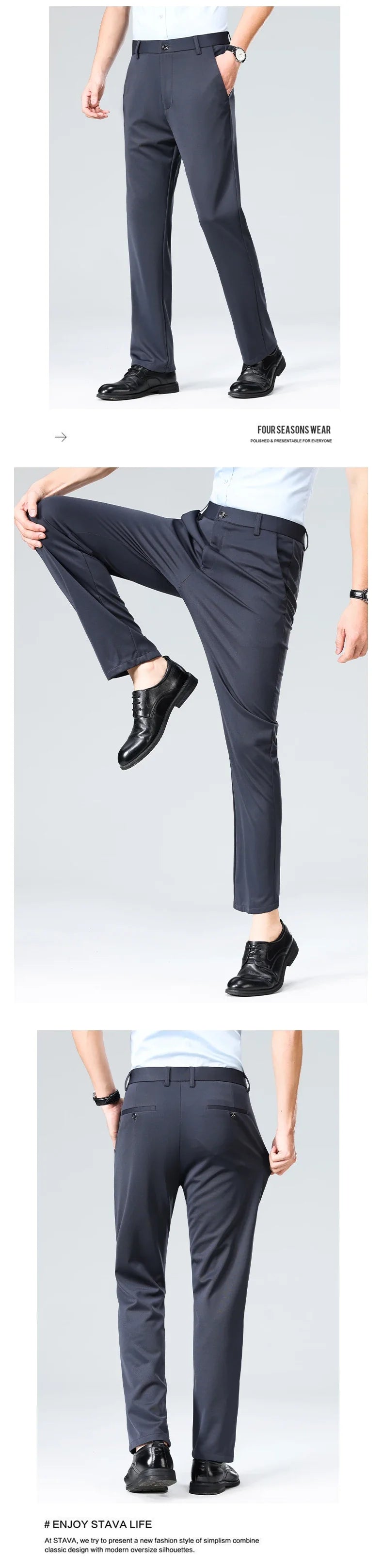 Summer Thin Male Casual Pants Quick Dry Formal Dress Pants Men Regular Fit Suit Pants Khaki Trousers M-3XL