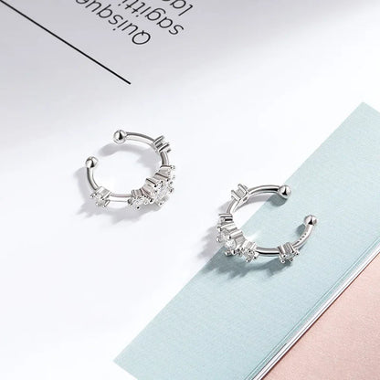 0.64cttw Full Moissanite Clip Earrings Women Luxury Quality Hip Hop Party Jewelry S925 Sterling Silver Plated Platinum