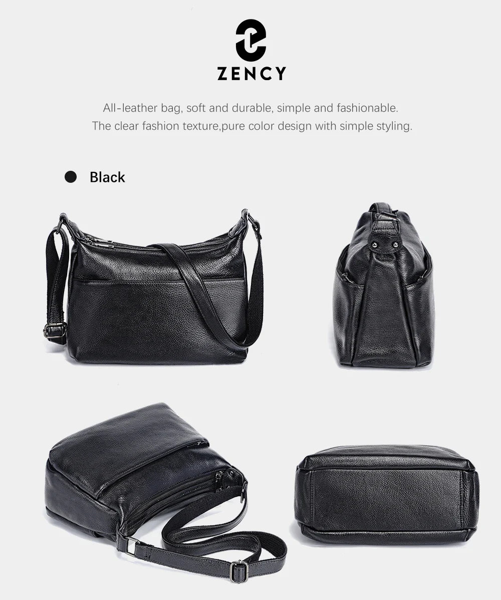 Elegant Genuine Leather Women's Shoulder Bag Trendy Crossbody Messenger Bag for Ladies Dark Red Blue 100% Satchels Hobo