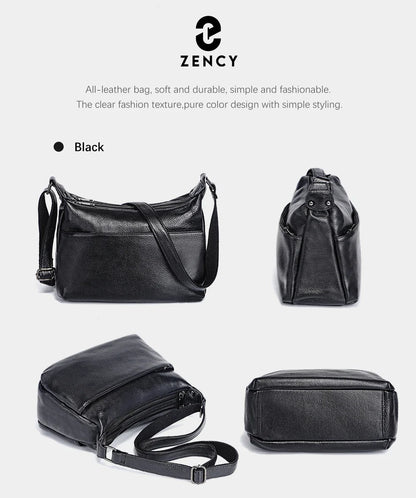 Elegant Genuine Leather Women's Shoulder Bag Trendy Crossbody Messenger Bag for Ladies Dark Red Blue 100% Satchels Hobo