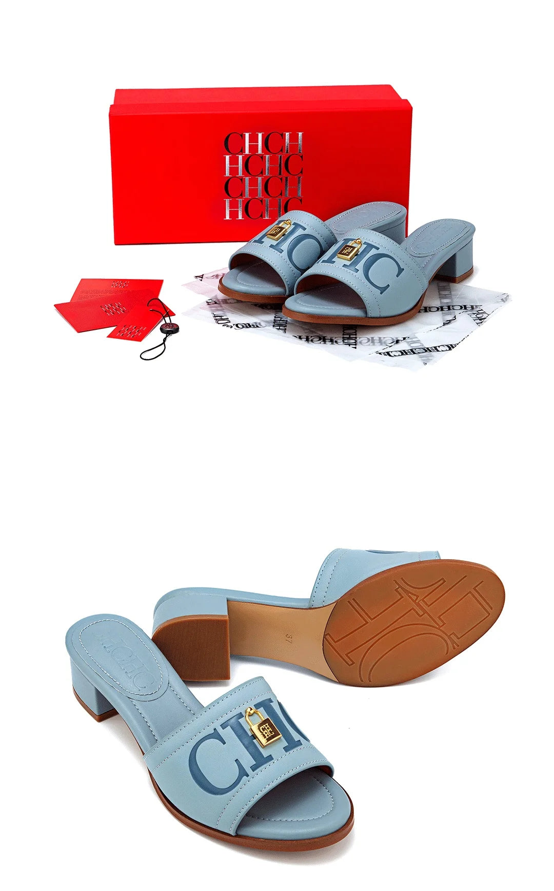 Fashion Monogram Print Elegant Design Women's Low Heeled Slippers Solid Color High Quality Metal Lock Simple Single Shoes