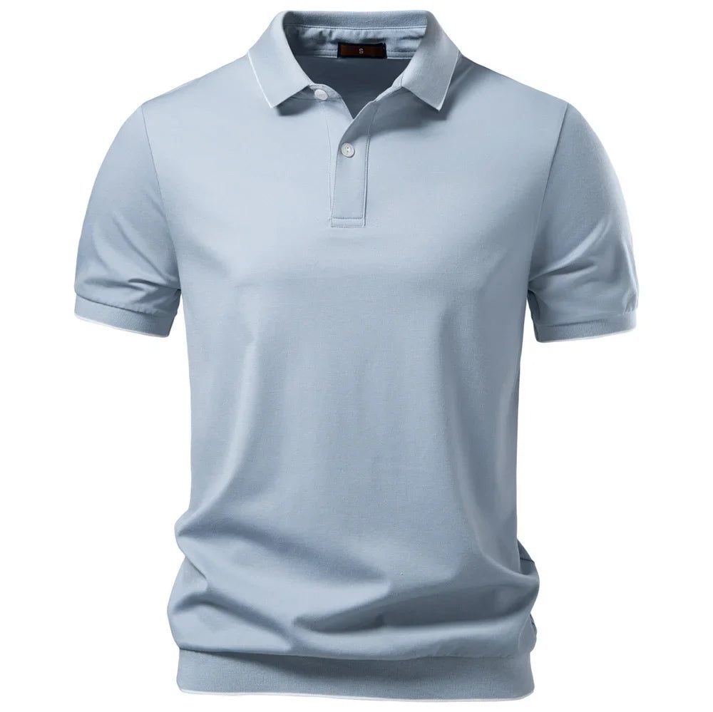 Old Money Polo Shirt Men‘s Solid Color Design Premium Fabric Skin Friendly Cool Breathable Soft Wear