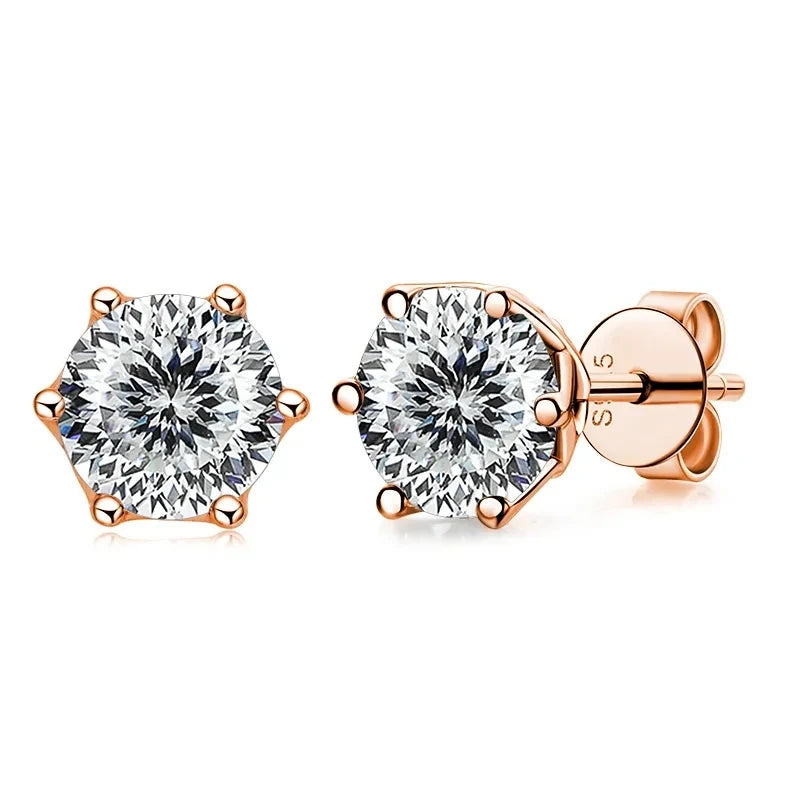 0.5ct-1ct D Color Certified Moissanite Stud Earrings Lab Created Diamond 925 Sterling Silver Gold Plated Wedding Jewelry