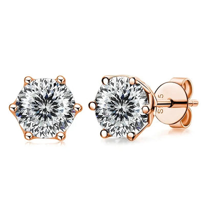 0.5ct-1ct D Color Certified Moissanite Stud Earrings Lab Created Diamond 925 Sterling Silver Gold Plated Wedding Jewelry