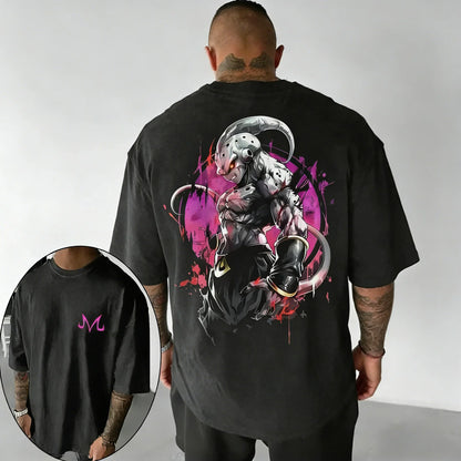 Anime Oversized Cotton T-shirt Summer New Majin Buu Print Neutral Street Hip-hop Loose Casual Short Sleeved Top