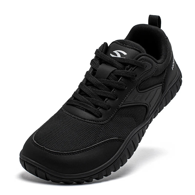 Wide Toe Running Shoes Unisex Minimalist Artificial Leather Walking Sneakers Lace Up Lightweight Breathable Shoes