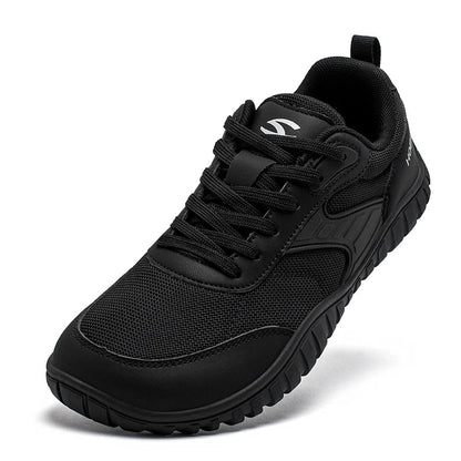 Wide Toe Running Shoes Unisex Minimalist Artificial Leather Walking Sneakers Lace Up Lightweight Breathable Shoes