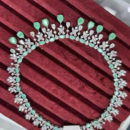 Luxury Water Drop CZ Zirconia Dubai Bridal Jewelry Set Women Nigerian African Double Layers Necklace Earring Set Wedding Party