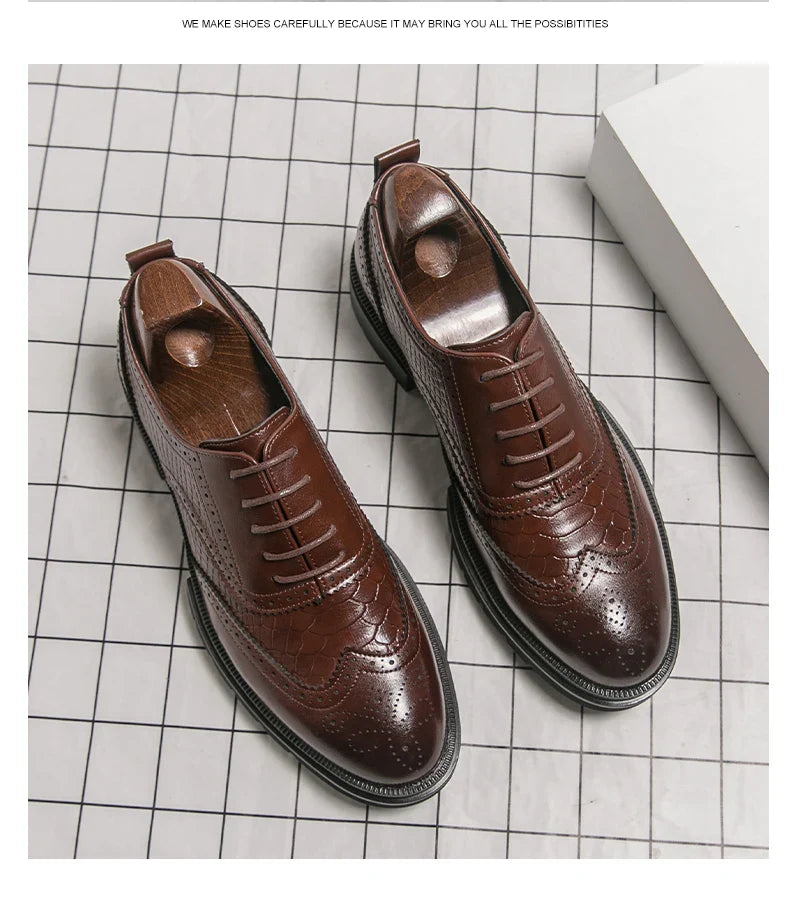 Classic Wedding Leather Shoes For Men Brogues High Quality Men's Dress Business Shoes Office Party Social Formal Shoes Male