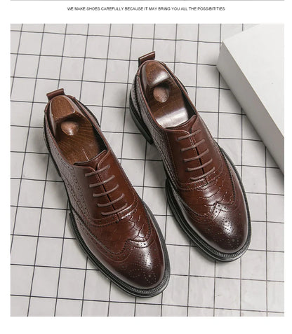 Classic Wedding Leather Shoes For Men Brogues High Quality Men's Dress Business Shoes Office Party Social Formal Shoes Male