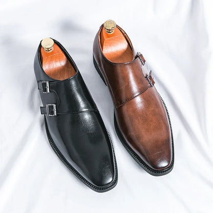 Classic Retro Dress Men's Leather Shoes – Brown/Black, Sizes 40–48, Adult Formal Footwear