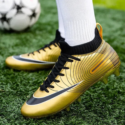 Men Football Boots Children Soccer Cleats Professional Golden Football Shoes for Boys Kids Indoor Soccer Shoes