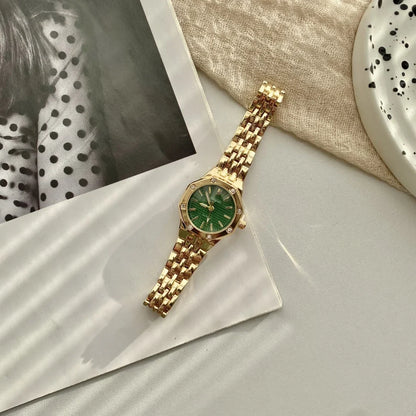 Women's Fashion Round Room Gold Steel Band Quartz Wristwatch Luxury Ladies Golden Watch for Women Clock Female Reloj