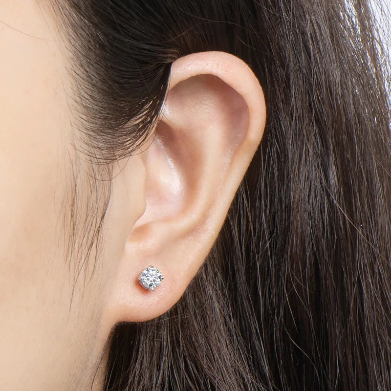 Real 0.2-3CT D Color Moissanite Stud Earrings For Women Party 4 Prong S925 Silver 0.1CT 3mm Pass Diamond Test Earring Gift