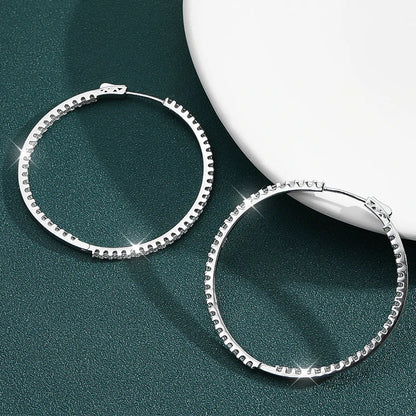2.88/6.5cttw Full Moissanite Hoop Earrings for Women Big Size 2.5mm Stone Sparkling Diamond Earing Silver 925 Jewelry GRA