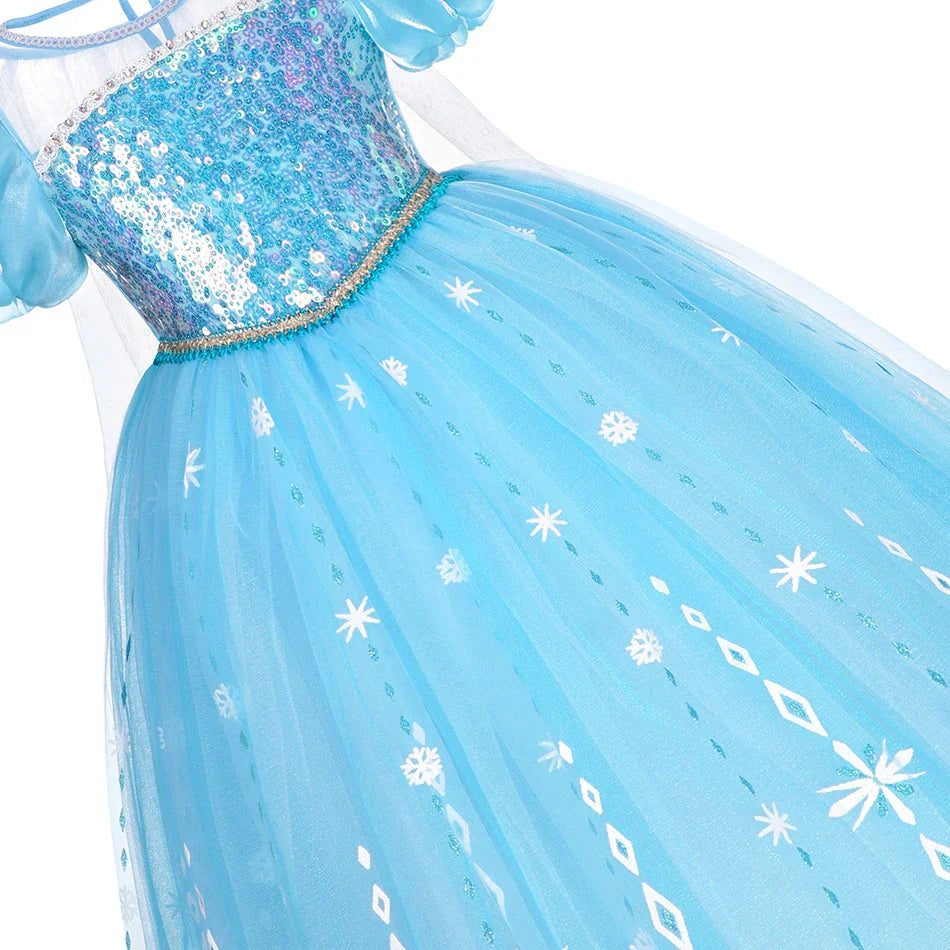 Elsa Princesa Infantil Halloween Cosplay Vestido Fantasia Rainha da Neve Vestidos de Festa para Meninas Roupa Infantil